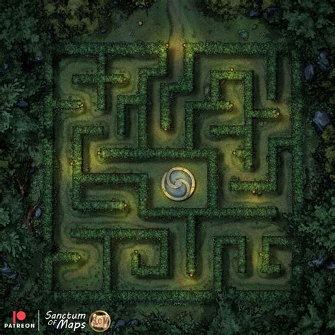 Forest Hedge Maze - 31x31 Battlemap : r/battlemaps
