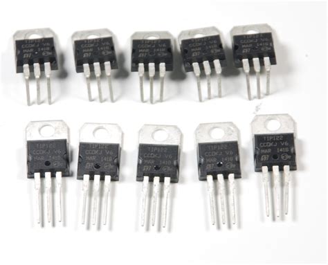 TIP122 and TIP 127 in Pairs, NPN-PNP Pair,ROMTEK®, Set of 5 Each ...