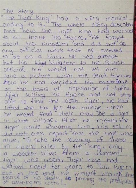 Describe the ironical ending of the story, "The Tiger King"? - Brainly.in