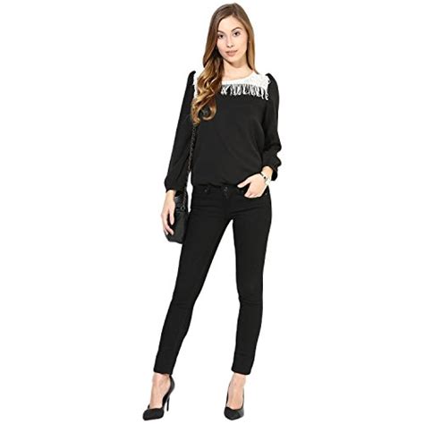 Buy La Zoire Full Sleeves Lace Top Black at Amazon.in
