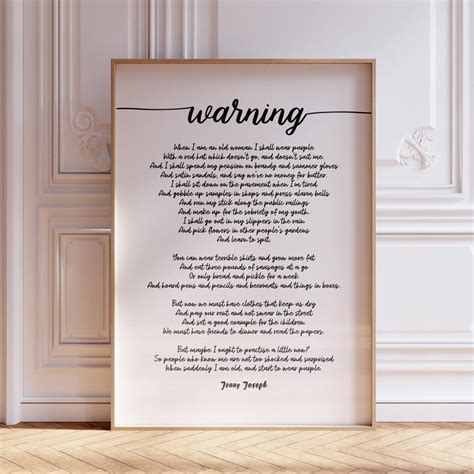 Warning Poem Print in Script Font by Jenny Joseph When I Grow Old I ...