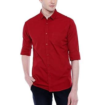 Dennis Lingo Men's Cotton Maroon Solid Casual Shirt (C301_Maroon_XL ...