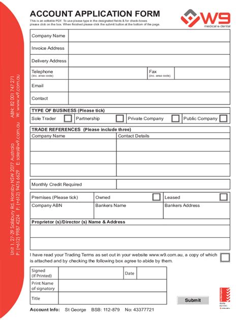 Fillable Online 9+ Account Application Form Templates - Free PDF Format ...
