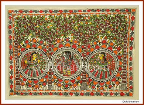 Craftribute Kachni Style Madhubani Painting | Krishna Leela| 76 cm x 57 cm