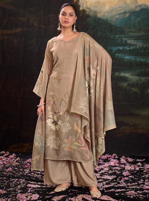 Buy Woolen Pashmina Winter Unstitched Salwar Suits for Ladies / Women ...