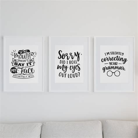 Funny Wall Art Prints - Set of 3 | Wall Decor | Funny Quote Prints ...