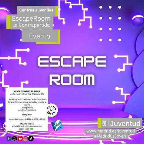 ESCAPE ROOM LA CONTRAPARTIDA GRATIS, CENTRO JUVENIL EL ALEPH, Madrid, 2 ...