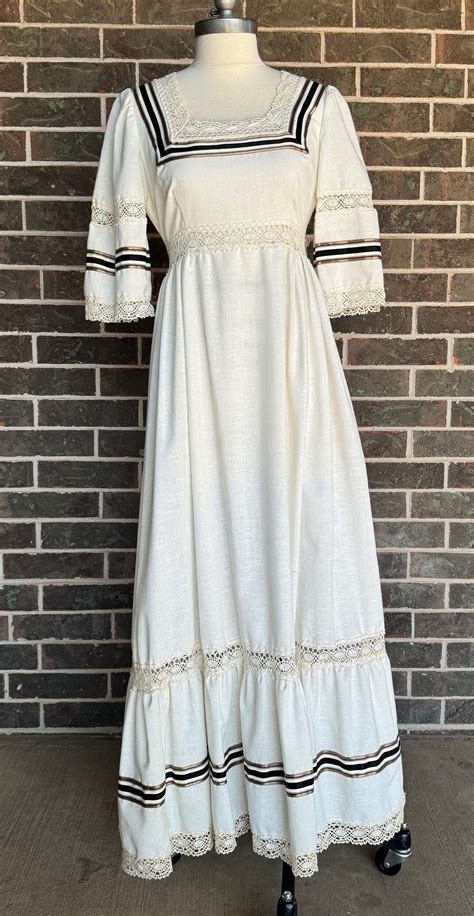 Vintage “couriers California” off White Prairie Style Maxi Dress - Etsy ...