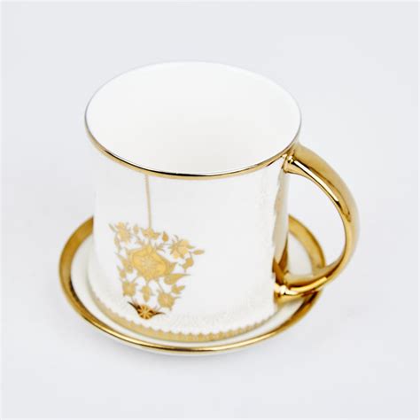Buy Ebony Set of 6 Bone China Printed Cups and Saucers - 200ml from ...