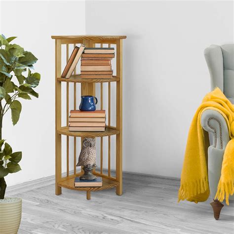 Buy Casual Home 4-Shelf Corner Folding Bookcase, Natural Online in ...