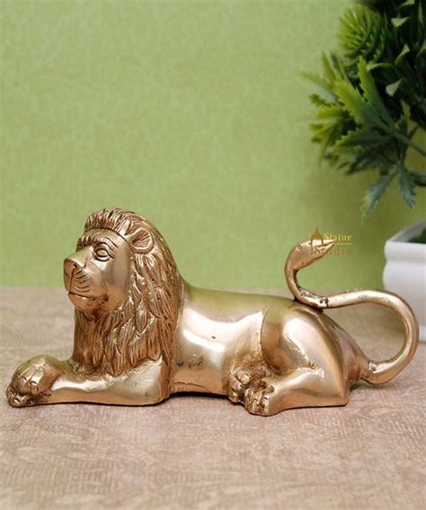 Brass Sitting Lion Showpieces For Home Office Desk Table Décor Statue ...