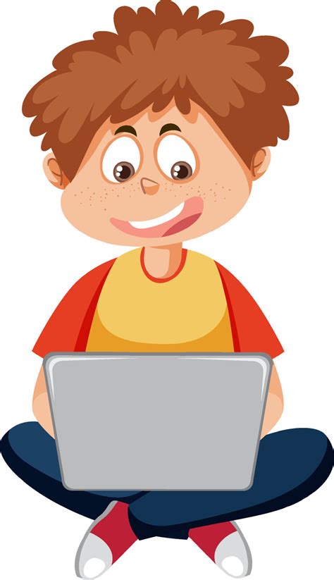 Boy Using Computer Cartoon 的图像结果