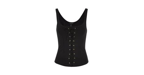 Black Tie Lace Up Front Vest | New Look