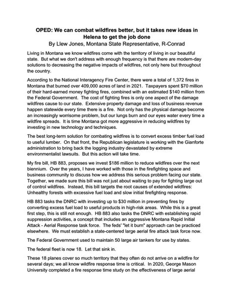 Rep. Jones proposes new bill to combat wildfires in Montana with rapid ...