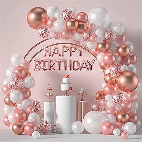 PARTY SPRITZ Rose Gold Birthday Decorations | Happy Birthday Banner ...