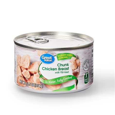 Great Value Chunk Chicken, in Water, 12.5 oz Can - Walmart.com