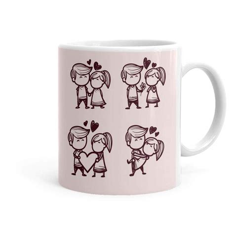 Buy Khakee Couples Love Theme Printed Ceramic Coffee Mug (325 Ml)- Gift ...
