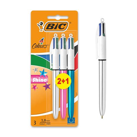 BOLIGRAFO BIC 4 COLORES SHINE BLISTER 3 UNIDADES : Amazon.in: Office ...