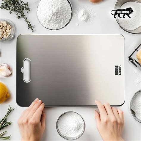 Buy HOUSEGOODS Steel Chopping Board for Kitchen, Large 35 X 25 CM ...