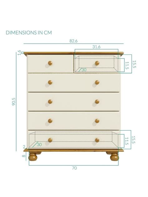 Chest Of Drawers: Cream and Pine 6 Drawer Chest of Drawers – Studio GKW