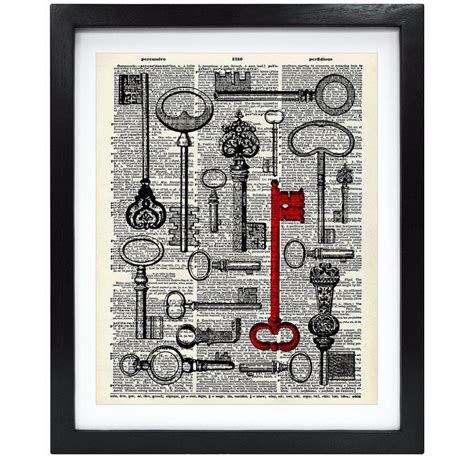 Susie Arts 8X10 Unframed Old Key Collection Upcycled Vintage Dictionary ...