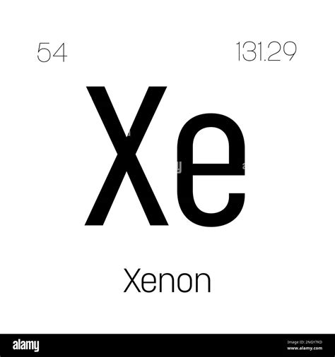 Xenon, Xe, periodic table element with name, symbol, atomic number and ...