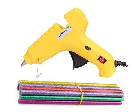 GLUN 80 WATT Yellow Glue Gun with 12 Glitter Sticks : Amazon.in: Office ...