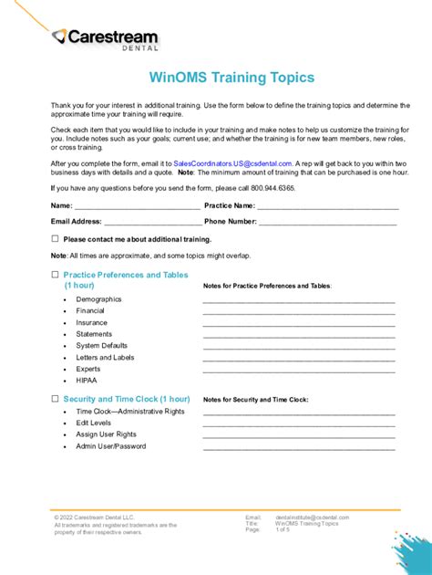 WinOMS Training Topics Form - Blank Fillable Template | Fill Out, Print ...