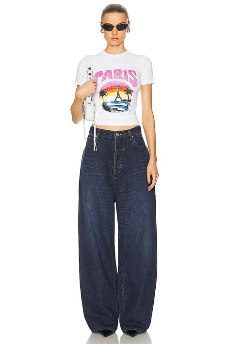 Balenciaga Fitted T-shirt in White & Pink | FWRD