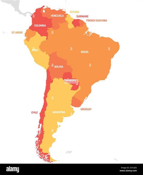 South America Region. Map of countries in southern America. Vector illustration Stock Vector ...