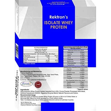 Rektron 100% Pure Isolate Whey Protein Powder With Digestive Enzymes ...