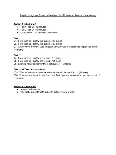 Image result for Language Paper 2 Question 1 Examples