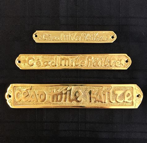 Cead Mile Failte Brass Plaque - Saints & Shamrocks