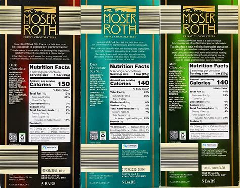 Buy German Dark Chocolate Bundle of 3 Varieties. Moser Roth Dark Sea ...