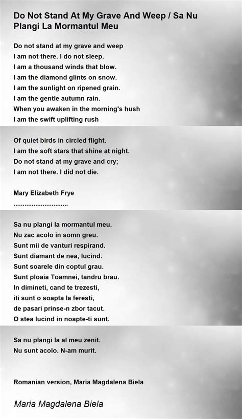 Poem do not stand at my grave and weep - caqwecrush