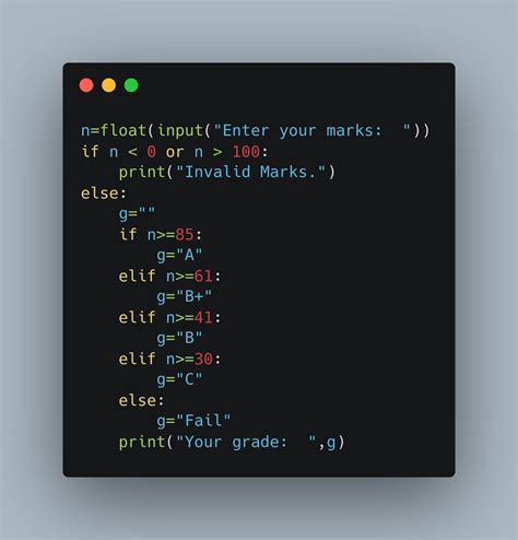 write a program in python to display the grade of student as per ...