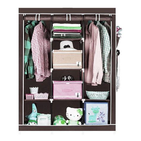 Muren Collapsible Wardrobe or Clothes Cabinet Storage Organiser (Brown ...