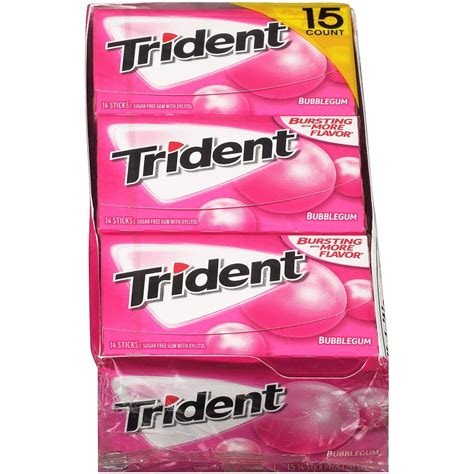 Trident Bubble Gum 14 Stick (15) Count (Original Version) (Original ...