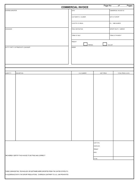 Image result for Commercial Invoice Form