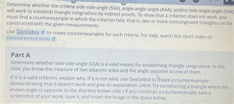 Solved: Determine whether the criteria side-side-angle (SSA), angle ...
