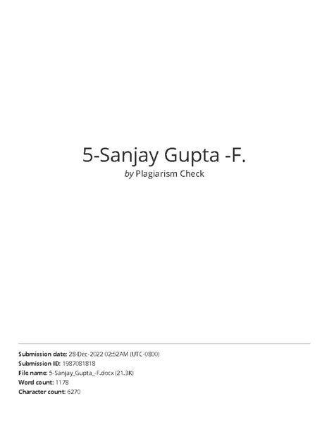 5-Sanjay Gupta -F - nothings much - 5-Sanjay Gupta -F. by Plagiarism ...