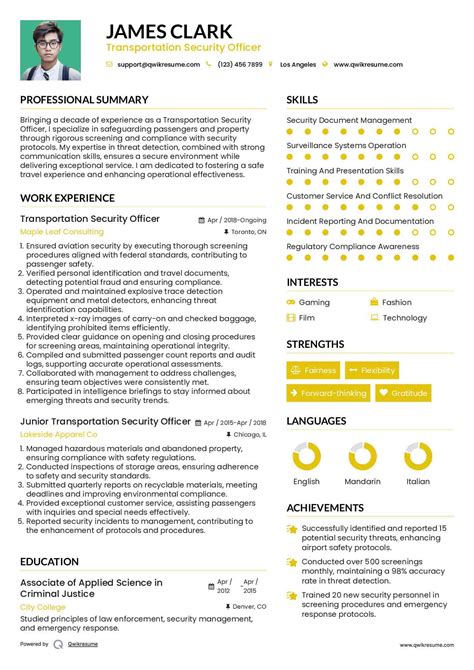 10+ Transportation Security Officer Resume Samples & Templates for 2025