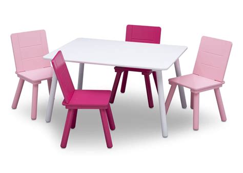 Playtime Children Table & 4 Chair Set (White & Pink) – Cot And Candy