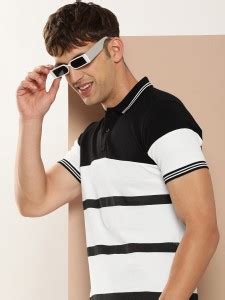 HERE&NOW Colorblock Men Polo Neck White, Black T-Shirt - Buy HERE&NOW ...