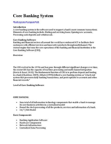 Core Banking System - all about cbs - Core Banking System #bankingnotes ...