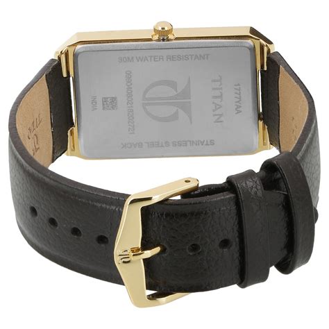 Buy Online Titan Rectangle Black Dial Analog with Date Leather Strap ...