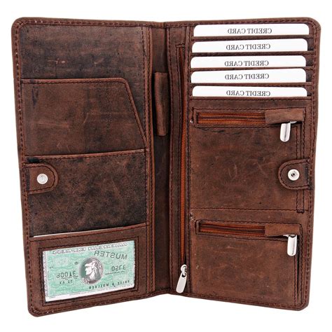 Genuine Leather Men's Passport Holder Wallet Credit Card