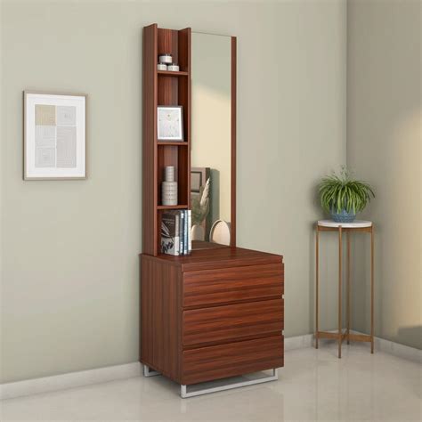 Nilkamal Meta Engineered Wood Dresser with Mirror with 3 Drawers, & 4 ...