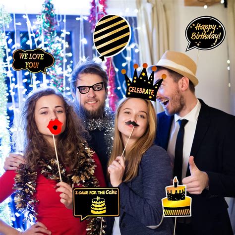 Qpout Black and Gold Photo Booth Props (35 Count) for Kids India | Ubuy