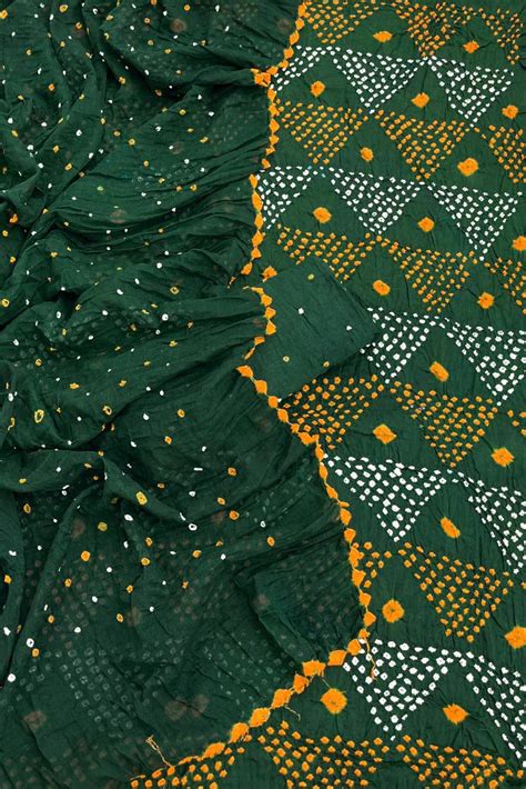 Tie & Dye Kutch Bandhani 3 pc Cotton Unstitched Suit – India1001.com